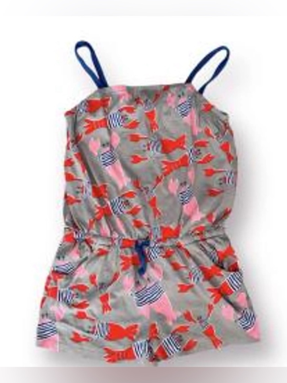 🖤MINI BODEN GIRLS VINTAGE GREY LOBSTER ROMPER SIZE 9-10🖤